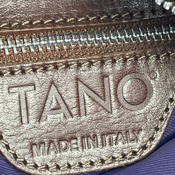 TANO Leather Crossbody Purse Shoulder Bag Small Brown Zip Closure Made In Italy - Picture 9 of 12
